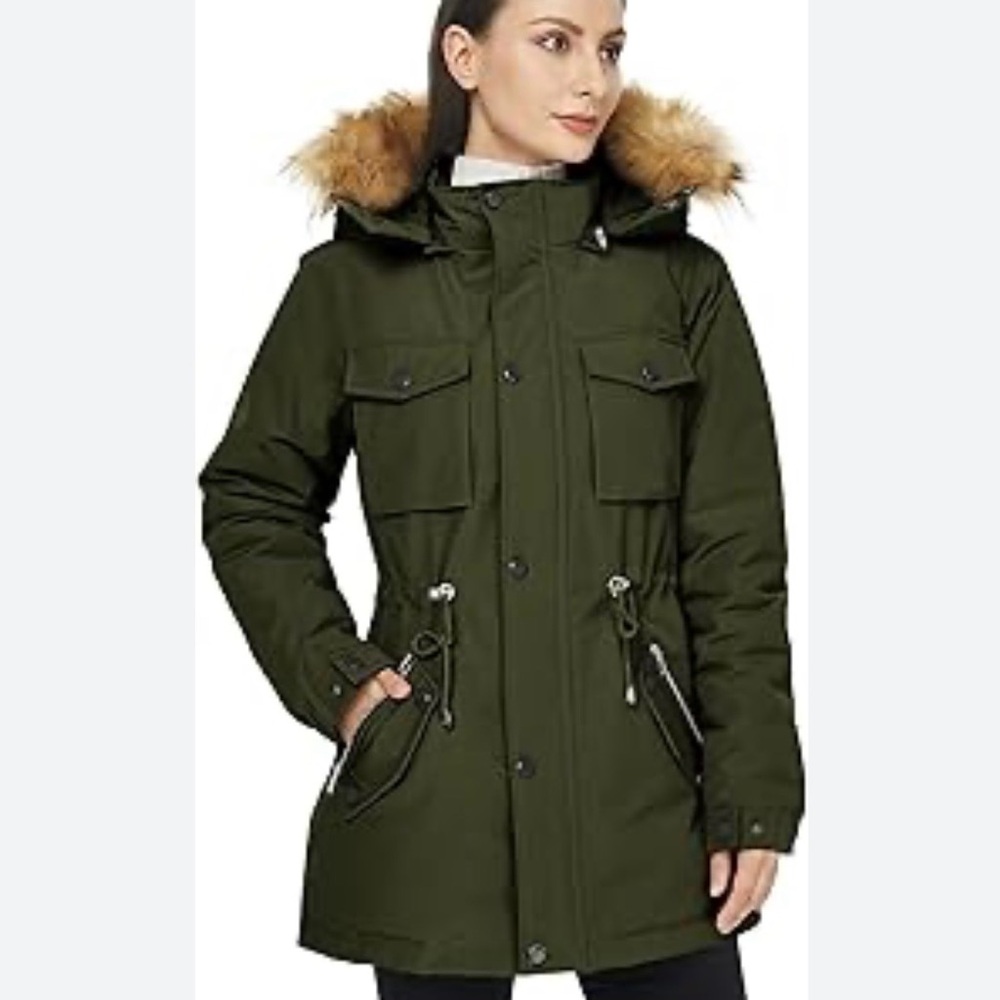 Koolaburra by UGG Dark Green Puffer with Faux Fur Hood